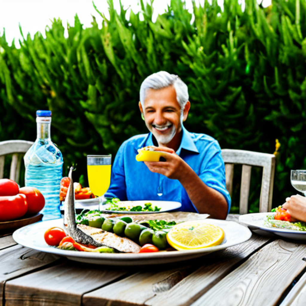 고지혈증 예방법 - Healthy Mediterranean Meal**

"A vibrant and colorful Mediterranean-style lunch displayed on a woode...