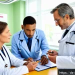 내과 약물 치료 장단점 - A modern clinical setting in Germany, showing a diverse group of healthcare professionals including ...
